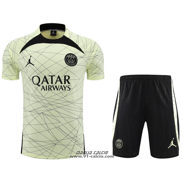 Tuta da Track Paris Saint-Germain Jordan Manica Corta 2023-2024 Giallo - Pantaloncini